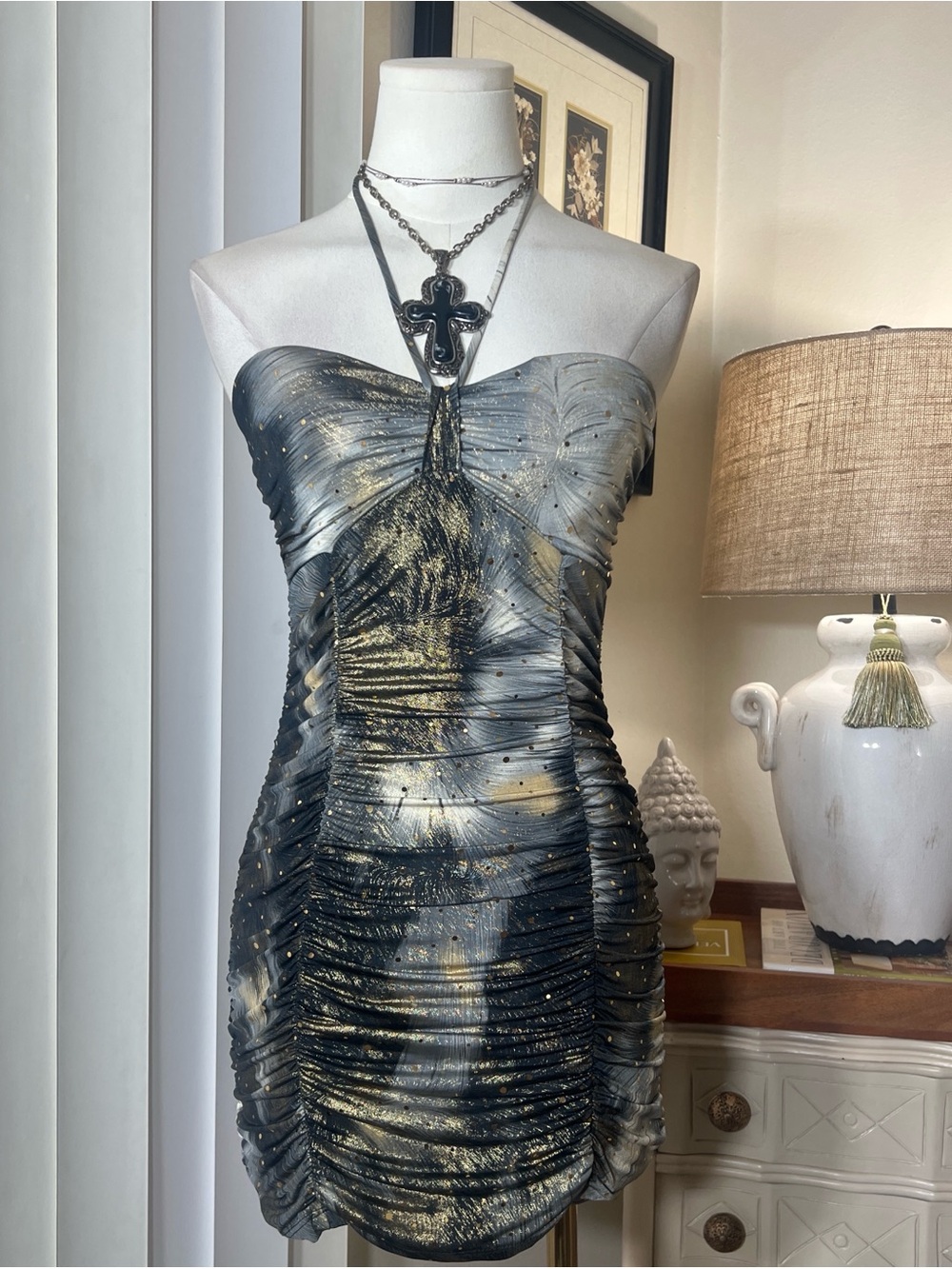 Y2K Lipstick Boutique Strapless Ruched Mini Dress